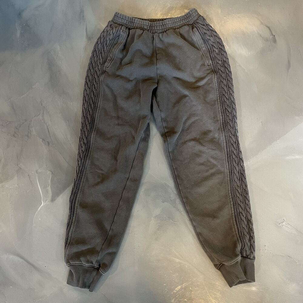 Aerie AE Womens Sweatpants Jogger Size Small Gray Side Cable Knit Athleisure‎
